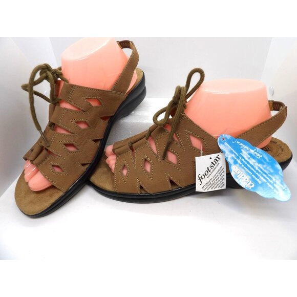 Cobbie Cuddlers Shoes - Cobbie Cuddlers Soft Leather Sandal Brown with Lace Tie size US 9.5W New